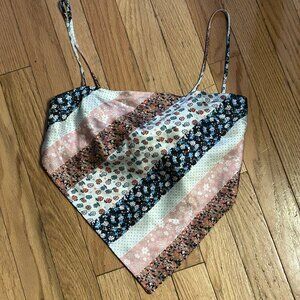 Princess Polly Floral Striped Blouse - Pink, Blue, White